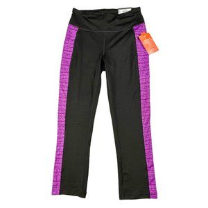 Tek Gear Black/Purple Capri Leggings w/Pockets - Size S - NWT